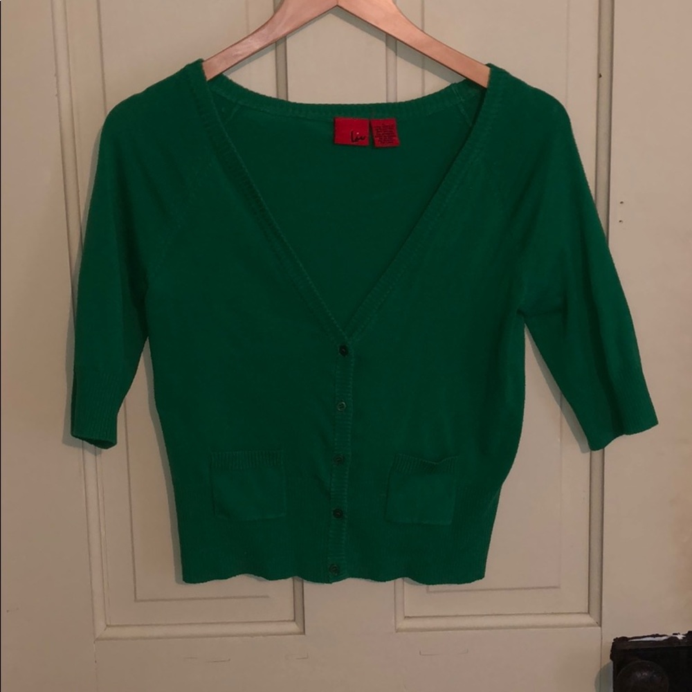 Cropped Kelly Green Cardigan
